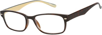 Angle of The Perth in Brown/Tan Tortoise, Women's and Men's Rectangle Reading Glasses