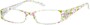 Angle of The Ramona in Clear/Pink Floral, Women's Rectangle Reading Glasses