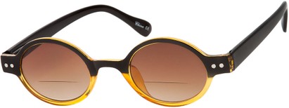 Angle of The Peabody Bifocal Reading Sunglasses in Black/Brown Fade with Amber Lenses, Women's and Men's Round Reading Sunglasses