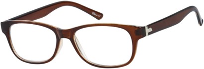 Angle of The Broome in Glossy Brown, Women's and Men's Rectangle Reading Glasses