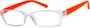 Angle of The Vegas in Clear/Neon Orange, Women's Rectangle Reading Glasses