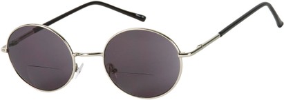 Angle of The Meridian Bifocal Reading Sunglasses in Silver with Smoke Lenses, Women's and Men's  