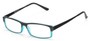 Angle of The Drew in Black/Aqua Blue, Women's and Men's Rectangle Reading Glasses