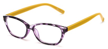 Angle of The Catherine in Purple Tortoise/Yellow, Women's Cat Eye Reading Glasses
