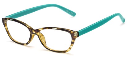 Angle of The Catherine in Green Tortoise/Mint, Women's Cat Eye Reading Glasses