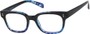 Angle of The Porter in Black/Blue Marble, Women's and Men's Retro Square Reading Glasses