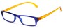 Angle of The Lisa in Blue/Yellow, Women's Rectangle Reading Glasses