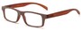 Angle of The Tansy in Brown and Brown Denim, Women's and Men's Rectangle Reading Glasses