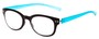 Angle of The Tangerine Flexible Reader in Black/Teal, Women's and Men's Oval Reading Glasses