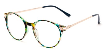 Angle of The Lola in Blue/Green Tortoise, Women's Round Reading Glasses