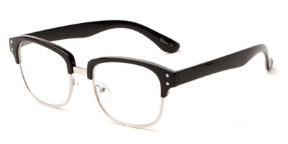 Angle of The Finnegan in Black/Silver, Women's and Men's Browline Reading Glasses