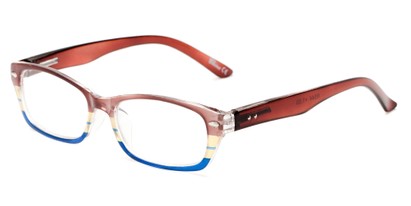 Angle of The Periwinkle in Brown with Gold/Blue Stripe, Women's Cat Eye Reading Glasses