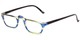 Angle of The Dolores in Blue/Green Stripes with Black, Women's Rectangle Reading Glasses
