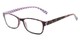 Angle of The Mildred in Blue/Purple Tortoise, Women's Rectangle Reading Glasses