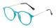 Angle of The Maloy in Blue, Women's and Men's Round Reading Glasses