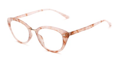 Angle of The Lark in Light Pink Marble, Women's Cat Eye Reading Glasses
