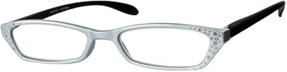 Angle of The Carlie in Silver/Black Frame with Light Blue Case, Women's and Men's  