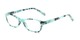 Angle of The Janice in Blue Marble, Women's Rectangle Reading Glasses