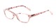 Angle of The Janice in Light Pink Marble, Women's Rectangle Reading Glasses