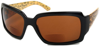 Angle of The Chandra Bifocal Reading Sunglasses in Black Cheetah with Amber Lenses, Women's and Men's  