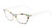 Angle of The Painter in White/Pink Print with Clear, Women's Cat Eye Reading Glasses