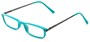 Angle of The Leading Lady in Teal/Grey, Women's and Men's Rectangle Reading Glasses