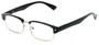 Angle of The Judge in Black/Silver, Women's and Men's Browline Reading Glasses