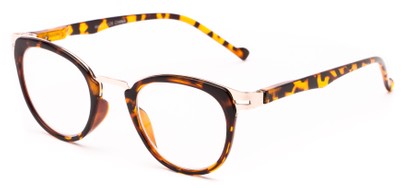 Angle of The Wisteria in Glossy Tortoise/Gold, Women's and Men's Round Reading Glasses