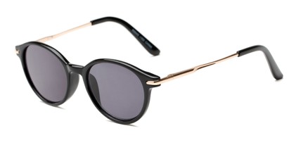 Angle of The Geller Reading Sunglasses in Black/Gold with Smoke, Women's and Men's Round Reading Sunglasses
