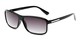 Angle of The Rufus Reading Sunglasses in Glossy Black with Smoke, Women's and Men's Rectangle Reading Sunglasses