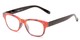 Angle of The Athena in Red/Black, Women's Retro Square Reading Glasses