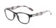 Angle of The Della in Black/Floral Stripe, Women's Retro Square Reading Glasses
