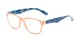 Angle of The Della in Tan/Blue Shell Pattern, Women's Retro Square Reading Glasses