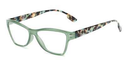 Angle of The Fringe in Green/Tortoise, Women's Cat Eye Reading Glasses