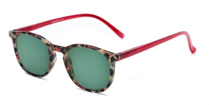 Angle of The Samber Reading Sunglasses in Tortoise/Red with Green Lenses, Women's and Men's Round Reading Sunglasses