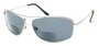 Angle of The Melbourne Bifocal Reading Sunglasses in Matte Silver with Blue Lenses, Women's and Men's Aviator Reading Sunglasses