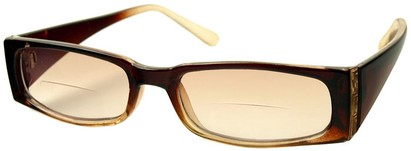 Angle of The Ferguson Tinted Bifocal in Brown and Clear, Women's and Men's Rectangle Reading Sunglasses