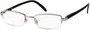 Angle of The Hemingway in Silver/Black, Women's and Men's Rectangle Reading Glasses