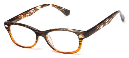 Angle of The Harmon in Brown Stripe/Orange, Women's and Men's Retro Square Reading Glasses