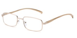 Angle of The Damien in Gold, Women's and Men's Rectangle Reading Glasses