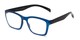 Angle of The Huggins in Blue/Black, Women's and Men's Retro Square Reading Glasses