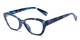 Angle of The Brinley in Blue Pattern, Women's Cat Eye Reading Glasses