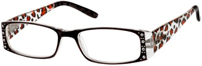 Angle of The Deirdre in Black/Red, Women's Rectangle Reading Glasses