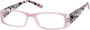 Angle of The Deirdre in Pink, Women's Rectangle Reading Glasses