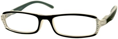 Angle of The Gillian in Black and Clear, Women's Rectangle Reading Glasses