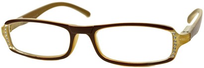 Angle of The Gillian in Brown and Tan, Women's Rectangle Reading Glasses