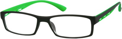 Angle of The Gibson in Black/Green, Women's and Men's Rectangle Reading Glasses