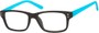 Angle of The Kiwi in Black/Aqua Blue, Women's and Men's Retro Square Reading Glasses