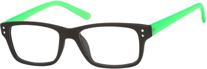 Angle of The Kiwi in Black/Lime Green, Women's and Men's Retro Square Reading Glasses