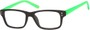 Angle of The Kiwi in Black/Lime Green, Women's and Men's Retro Square Reading Glasses